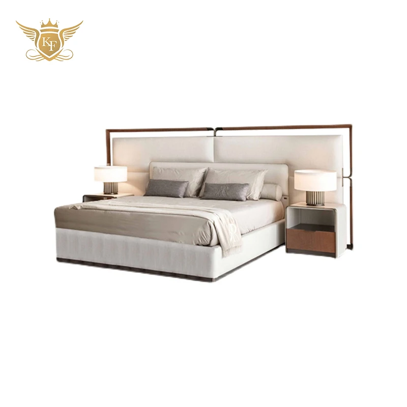 Leather Double King Size Solid Wood Modern Bed Frame Design Bedroom Furniture