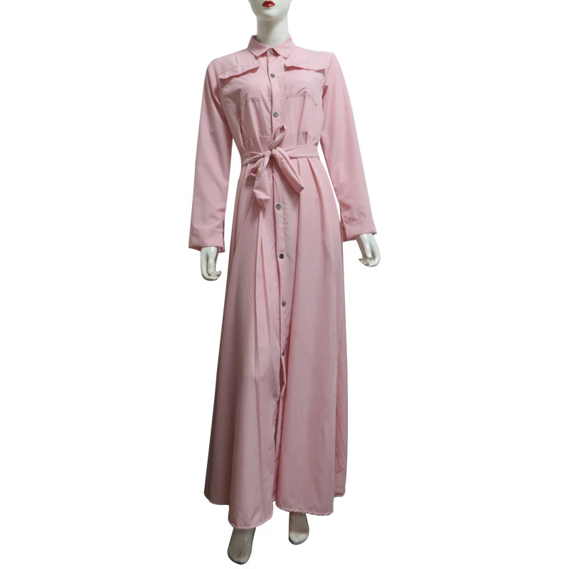 Wish Plus Size Women Slim Button Dress Shirt Long Sleeve Maxi Shirts Dress