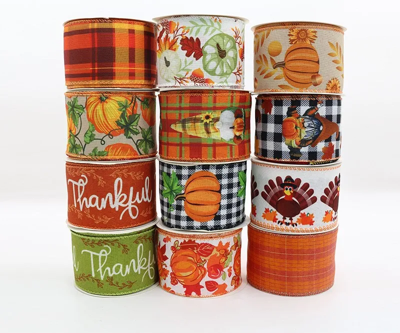 Christmas Thanksgiving Ribbon Fall harvest Themed series Ribbon Harvest Pumpkin Ornament ribbon