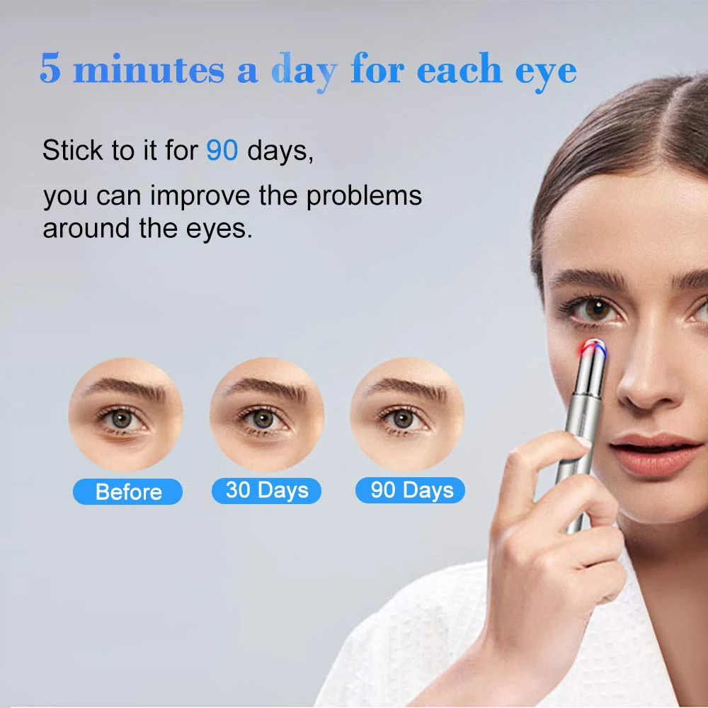  Electric Ionic Eyes Facial Massager Pen Wand Heated Cold Sonic Vibration Dark Circle Removal Anti Aging Skin Care Tools