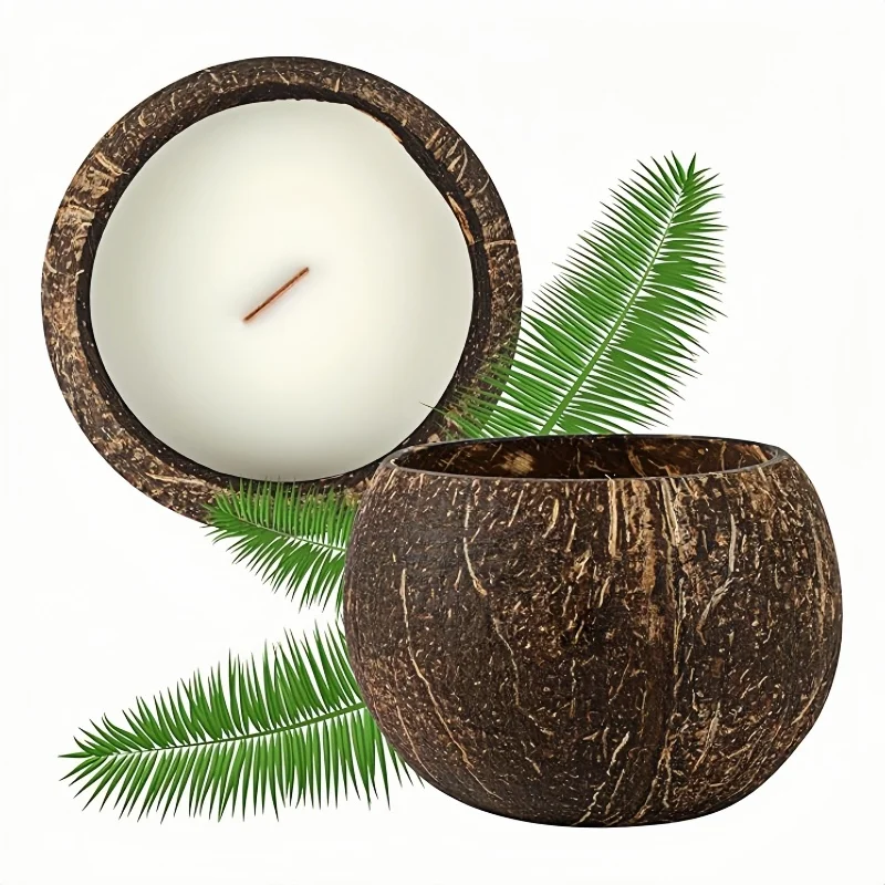 Wholesale Factory Price Eco Friendly Polished Natural Coconut Bowl and Wooden Spoons Set Coconut Shell Candles Bowls