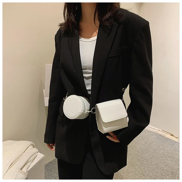 2022 new summer versatile solid color shoulder Pouch Two piece simple crocodile chain crossbody bag