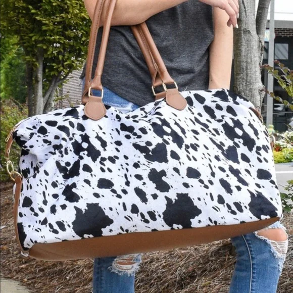 
CFP B285 Women Cow Print Weekender Cowhide Weekend Travel Duffel Bag 