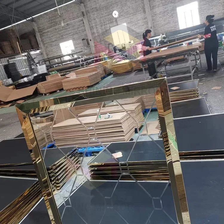 Wholesale Hotel  big size Gold Stainless Steel Frame 3D Art Wall Mirror