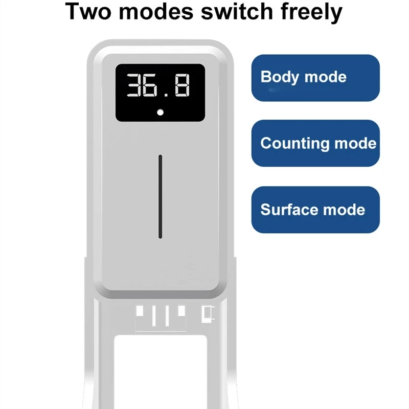 Wall Mounted Body Temperature Measurement Alarm Auto Disinfect Liquid Spray Hand Sanitizer Soap Dispense With USB Rechargeable