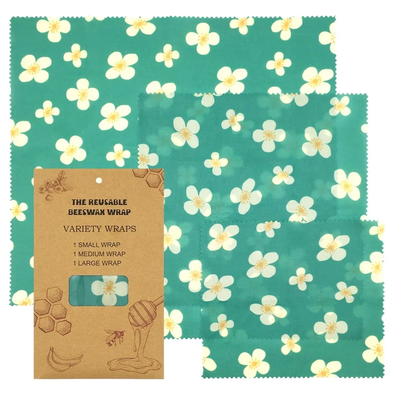 3 Pack eco friendly beeswax food wrap set for keeping fresh food wraps (1600241294563)