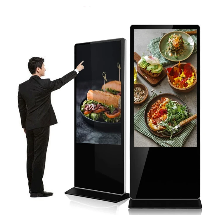 43 49 55 Inch Indoor Floor Standing Digital Signage Touch Screen Totem Lcd Advertising Kiosk Vertical Media Player Display