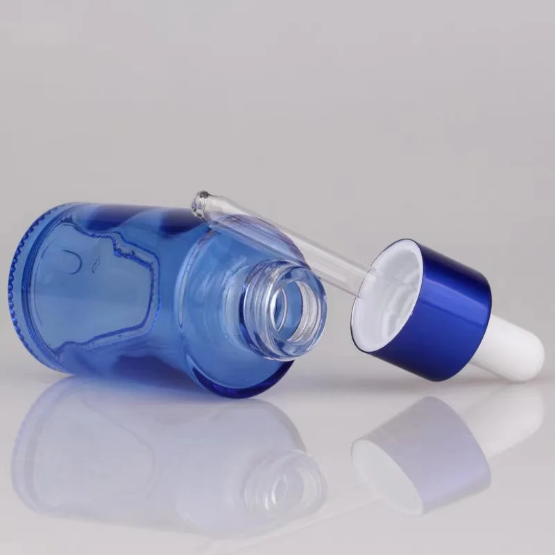 30ml 50ml blue cosmetic glass dropper bottle for cosmetic serum