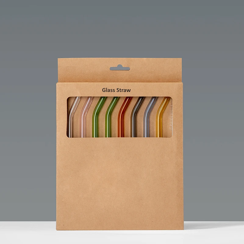 Термостойкие разноцветные прямые многоразовые питьевые стеклянные соломинки