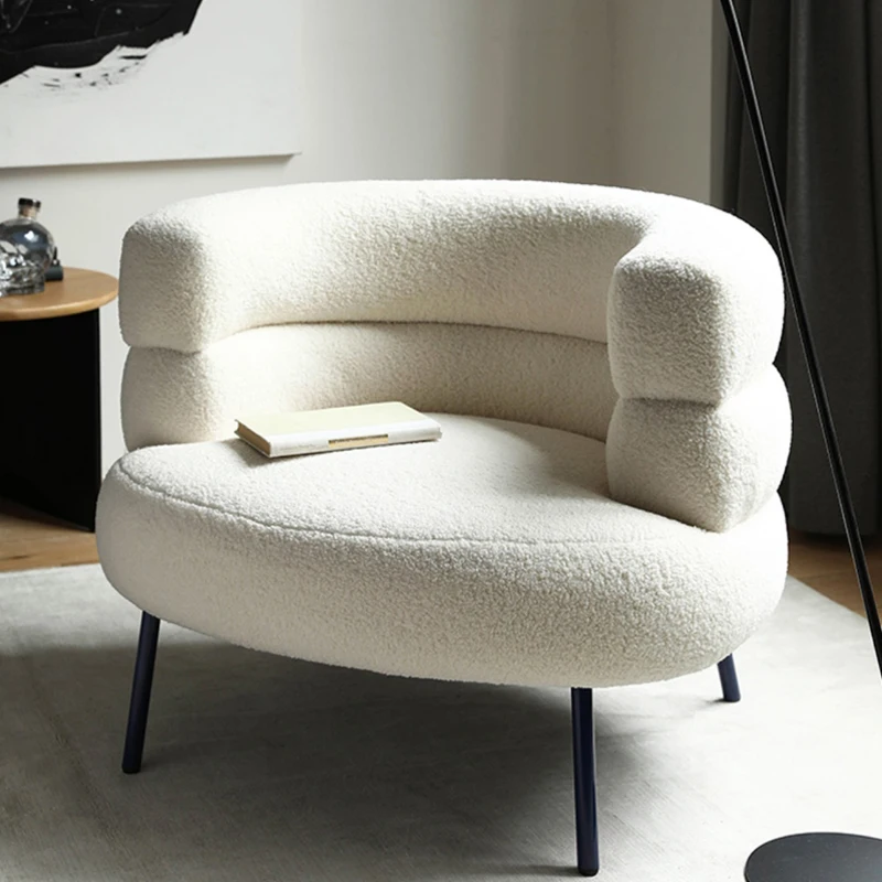 Sherpa Accent Chair Single Nordic Backrest Coffee Chairs Relax Leisure Living Room Read Chair