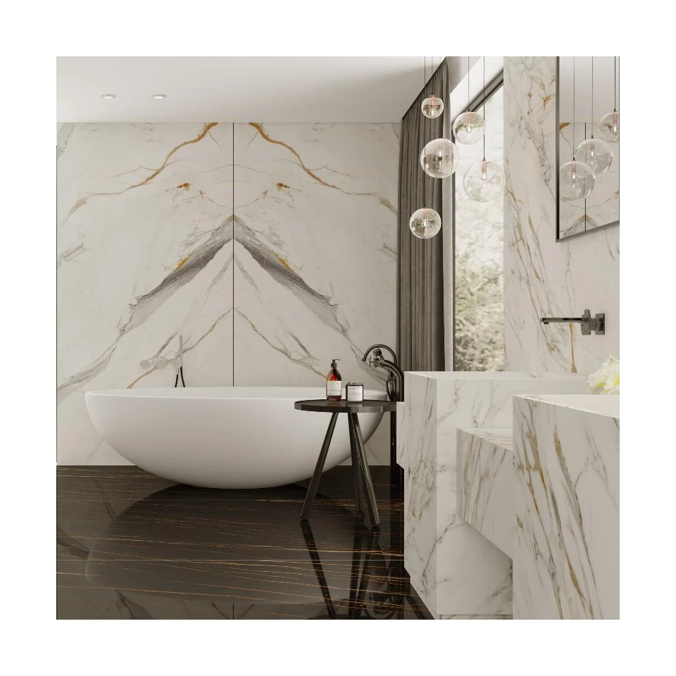 SHIHUI Wholesale Artificial Stone Marble Style White Sintered Stone Slab Porcelain Tiles Indoor Wall Floor Design Living Room