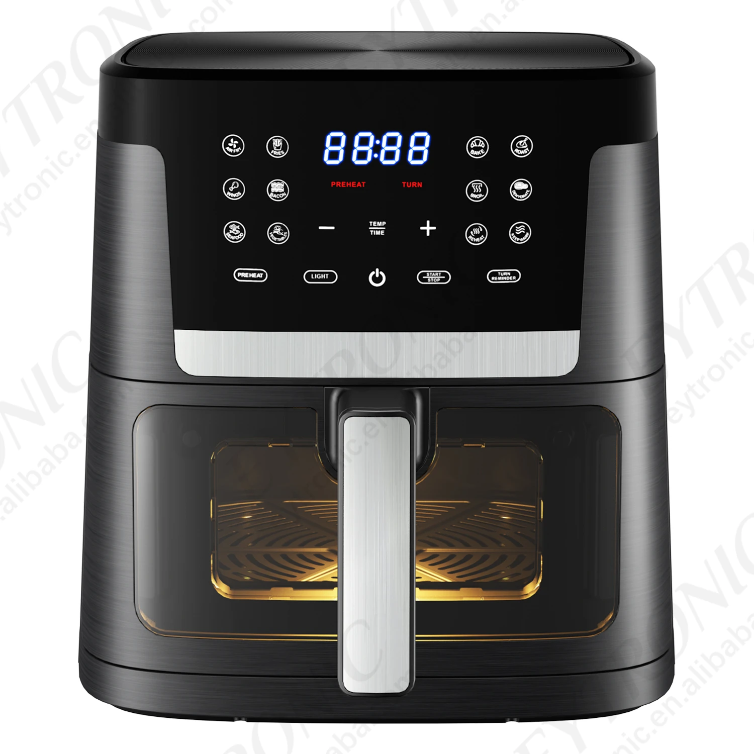 Customized Brushed Matte Surface 6.5L 7.5L Healthy Cooking Electric Smart Digital Air Fryer Oven With Non-stick Basket