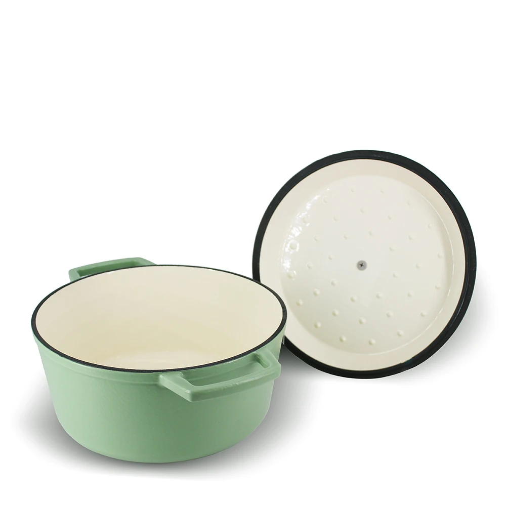 Bright Houseware Green Enamel Cast Iron Cooking Pot Wholesale Stock Kitchenware Round Non Stick Soup Pot Cast Iron Dutch Oven