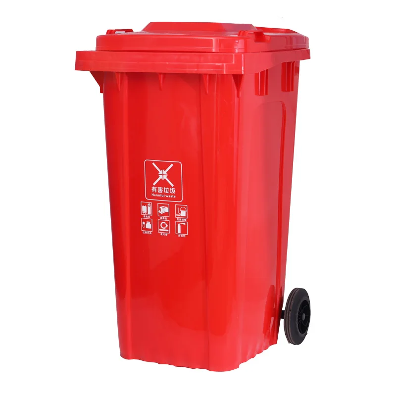 120L waste bin Outdoor Manufacturer sales plastic black Garbage Container with Wheels