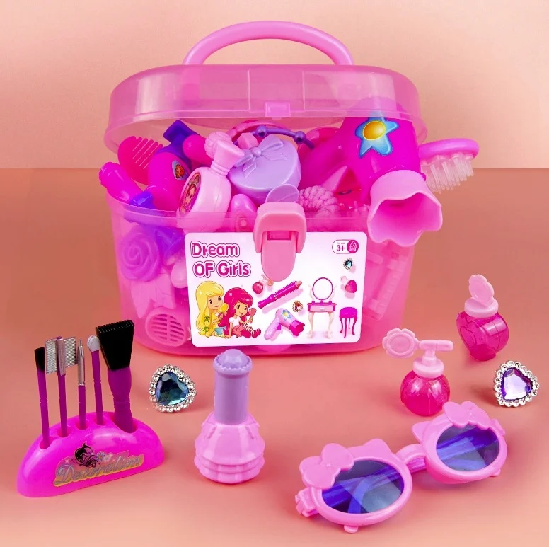 Plastic Makeup Set Beauty and Fashion Toys Cute Real Princess Lipstick Makeup toys for children