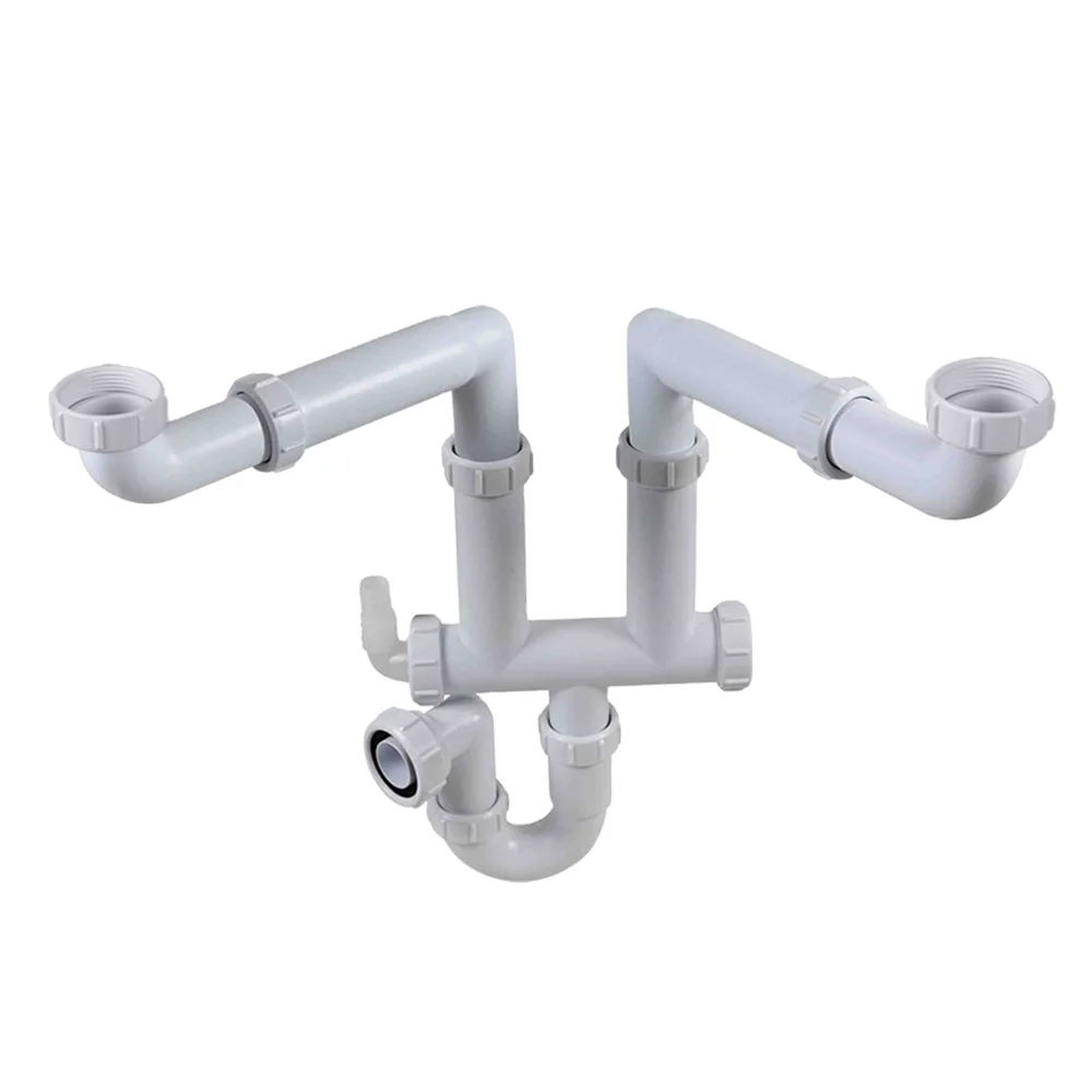Sink Drain pipe PVC pipe for Kitchen Double Strainer Kitchen sink waste kit siphon sink drainpipe/pipe/tube double bowl