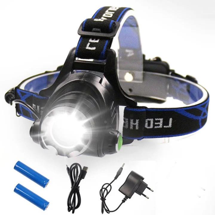 USB Rechargeable Hot sale Outdoor Headlight Waterproof T6 LED Camping Headlamp Head Torch Flashlight for Fishing Hunting