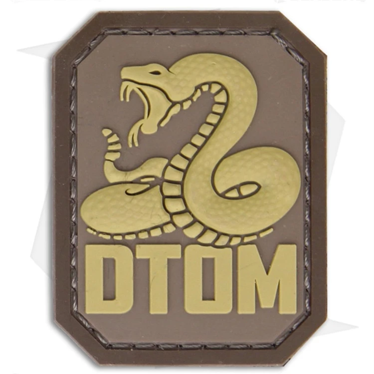 Factory High Quality Custom Embossed Snake Design Rubber Logo Patches Cartoon Luminous PVC Patch