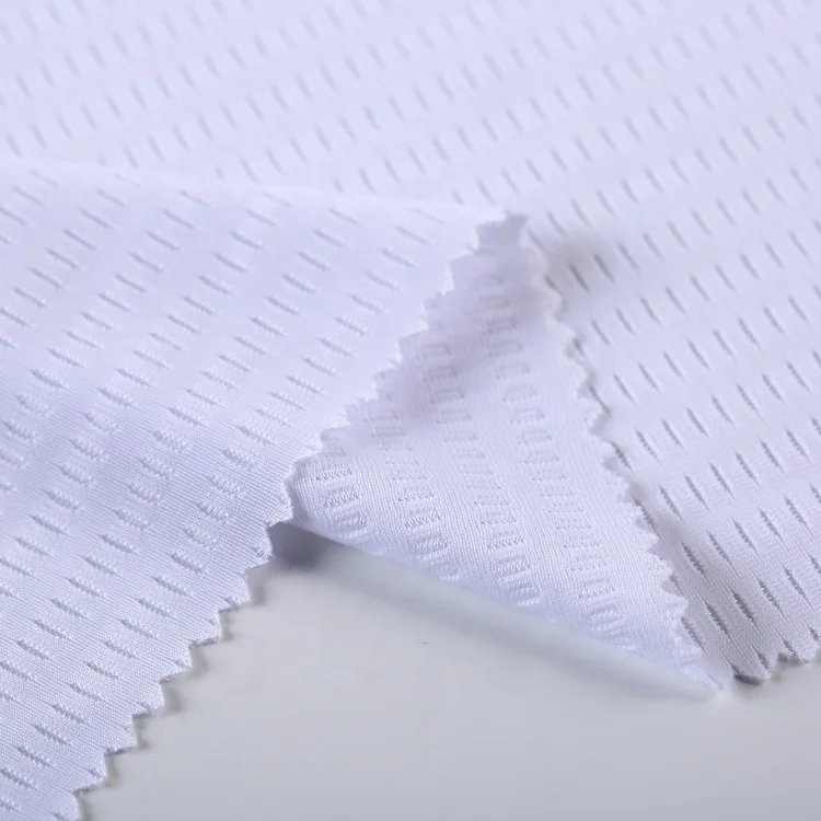 Jacquard white breathable polyester sport wear sports mesh fabric garment