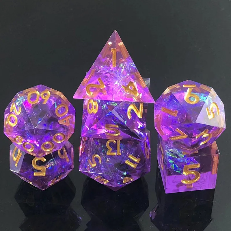 Custom Logo Polyhedral Resin Dice Set For Dnd Rpg Dragon And Dungeons Board Game Role-playing Board Game Dice
