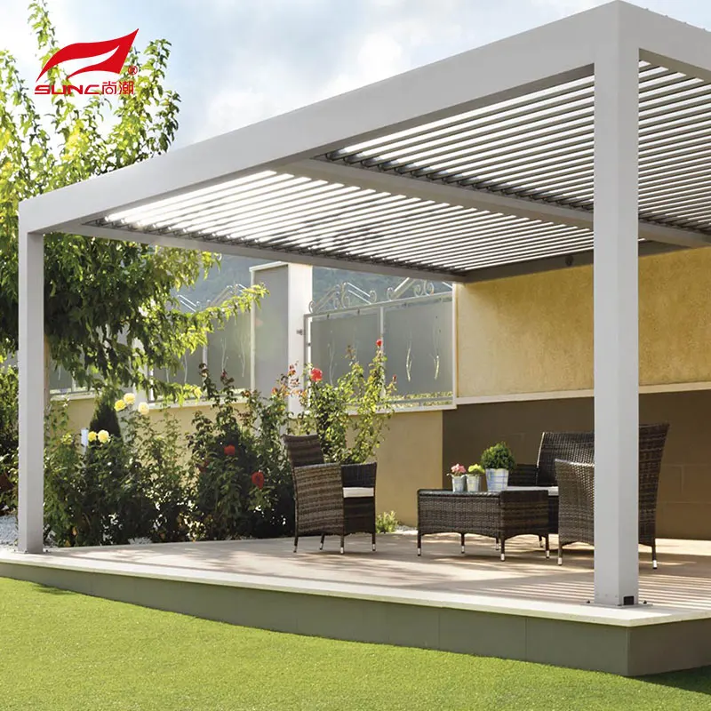 SUNC Outdoor Modern Electric Pergola Roof Patio 5m x 3m Waterproof Bioclimatic Manual Motorized Aluminium Pergola