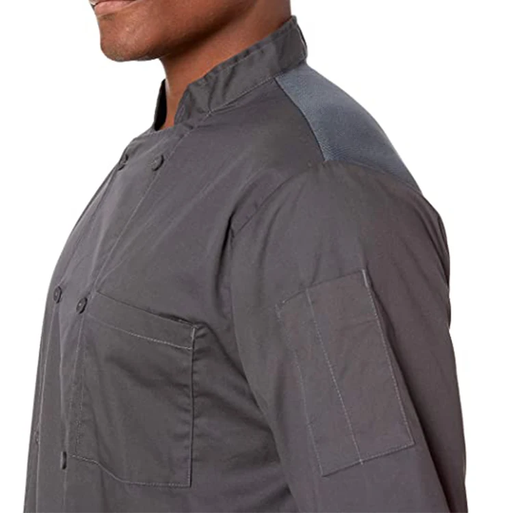 Latest Design High Quality Japanese Restaurant Sushi Pizza Chef Cook Uniform with Fabric Covered Buttons Coats for Sale