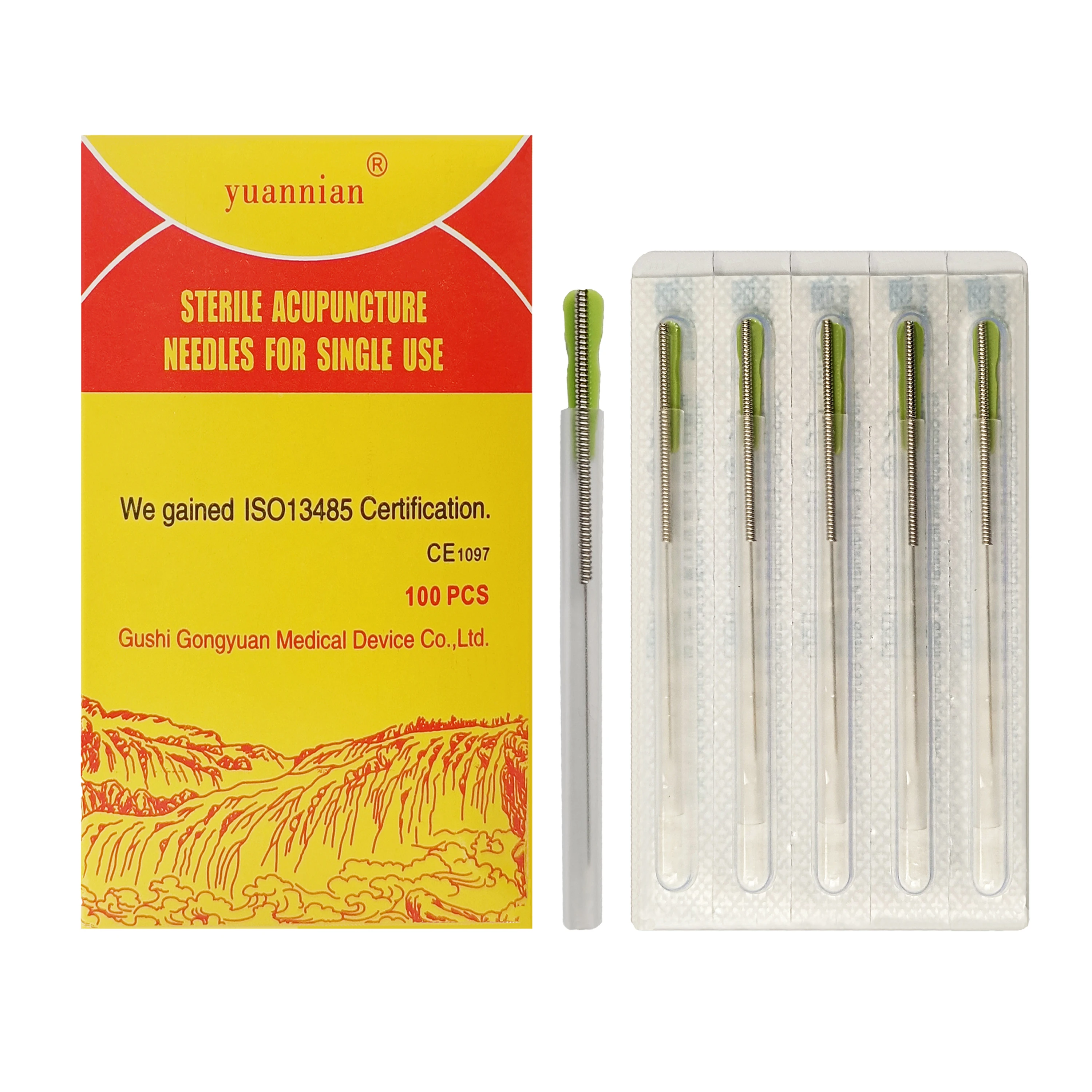 Acupuncture Needles with Tube Stainless steel handle with loop 100pcs Wholesale  Sterile Disposable