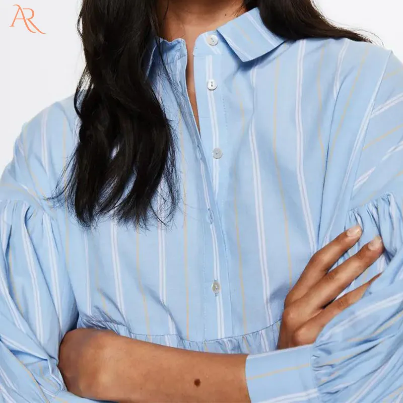 Wide and stylish layering cotton half sleeve pleated shirt skirt mini skirt