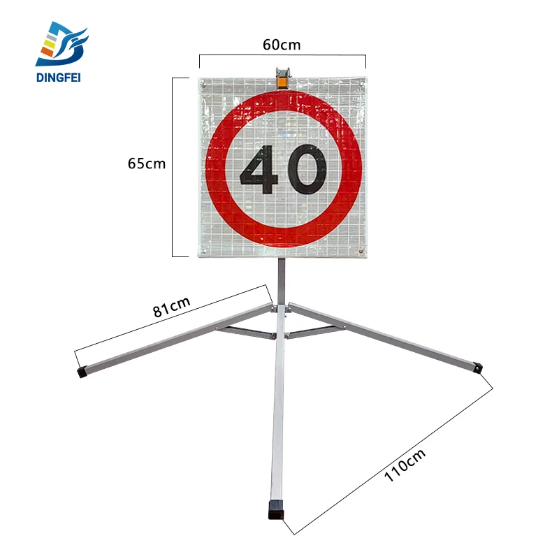 40 MPH Road Speed Limit Spanish Standard Traffic Symbols Foldable Reflective Vinyl Roll Up Sign Stand