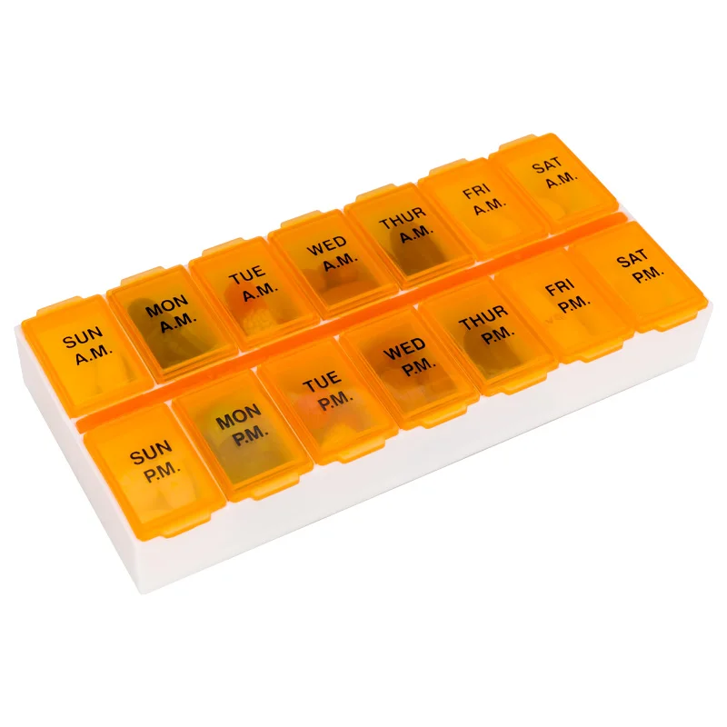 Weekly Pill Box am/pm Pill Organizer box for 7 Days 14 Compartments pill packaging box