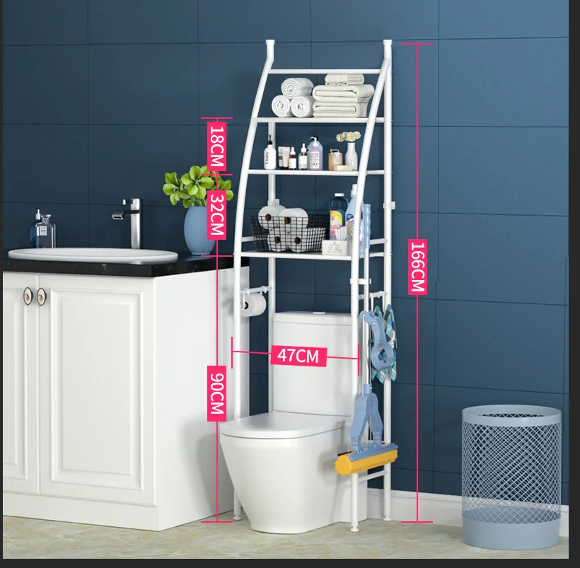 Space Saver Bathroom Metal Shelf Sailboat design Black White Toilet Storage Rack With Magazine Basket Bathroom Organizer Rack