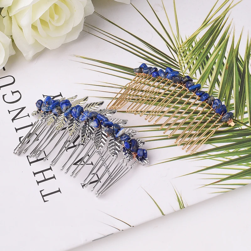 Wholesale Natural Healing Crystal Rose Quartz Hairpin Crafts Carved Amethyst Hair Brush For Gifts