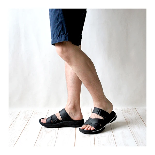 Premium quality men custom genuine leather fashion sandals slides