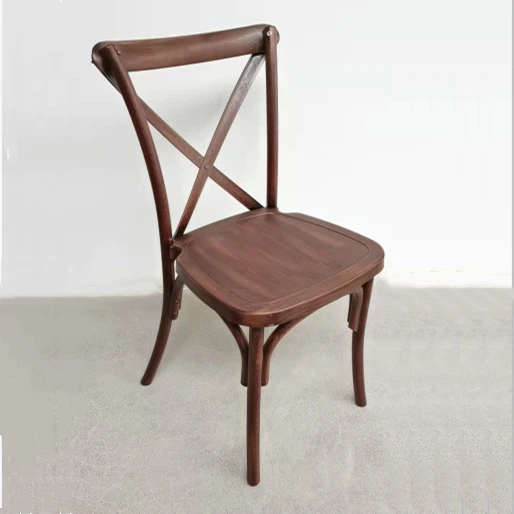 Durable Wooden Dining Chair Set Wooden Restaurant Cross Back Chairs Solid Wood Chairs for Events