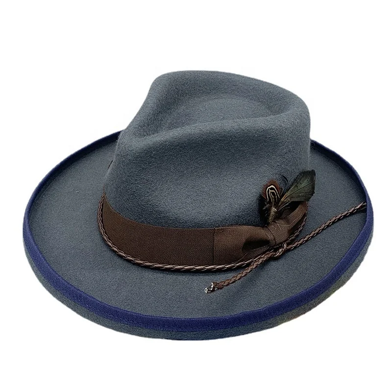 2023 New Arrival Custom Fold Up Brim Fedora Hat High Quality 100% Pure Wool Panama Hat For Men