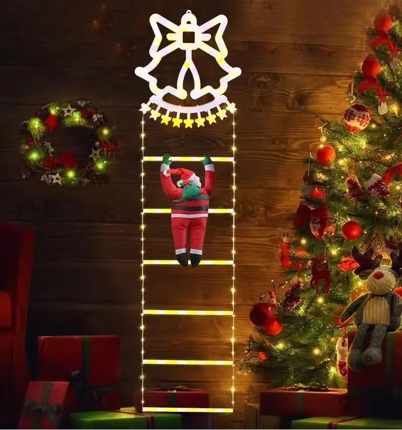 Christmas Decorative Ladder Lights with Santa Claus for Indoor Outdoor Xmas Tree Decoration LED Christmas Lights