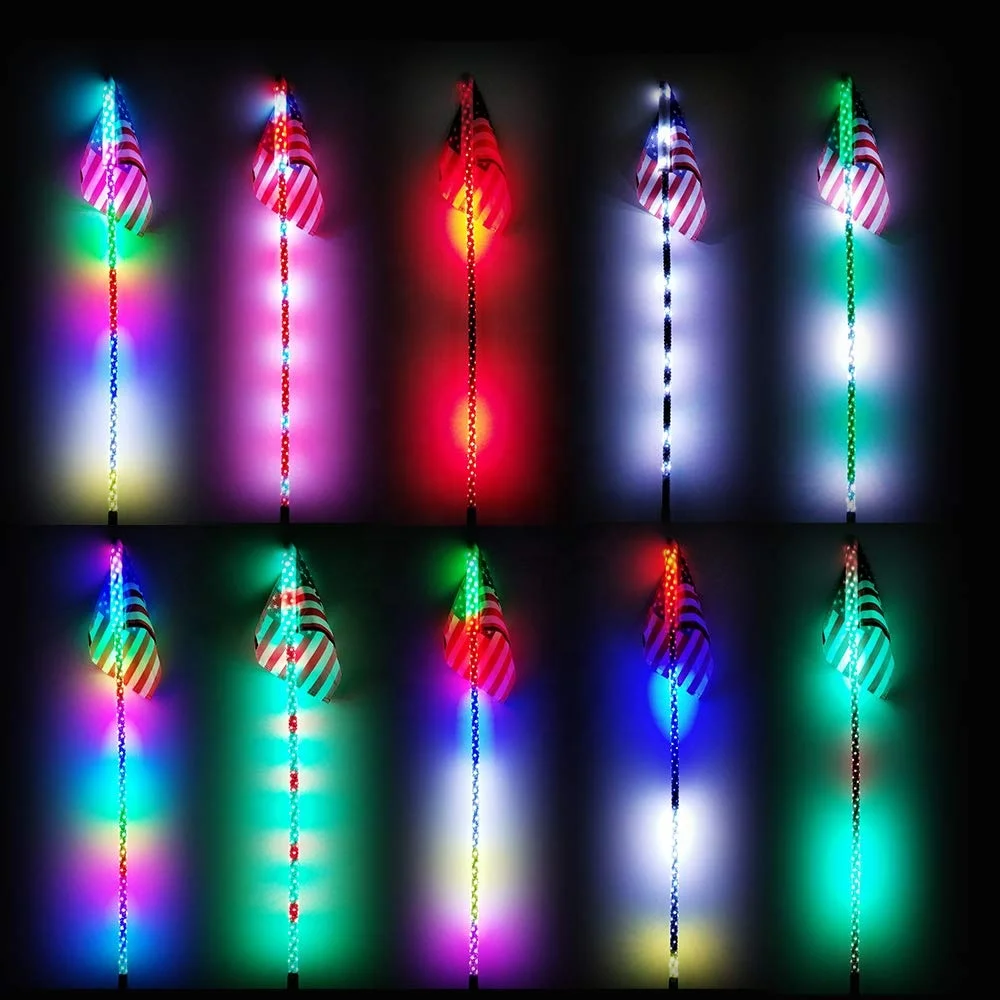 Chasing Color Lighted Antenna LED Whip Light Flag With Quick Release Mount For ATV UTV Polaris RZR 4 Wheeler Buggy Can am