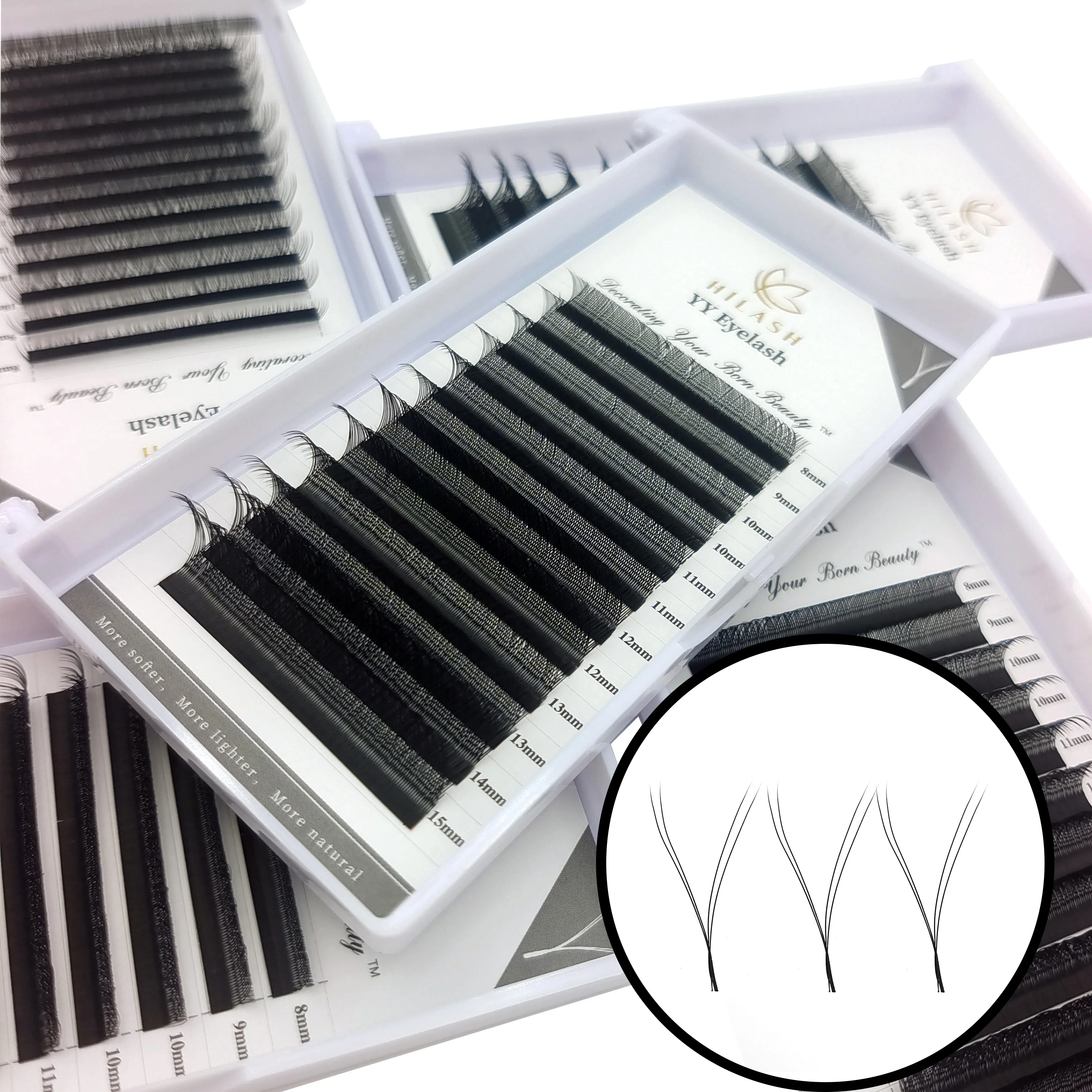YY Type Graft Lash Extensions Matte C D 0.05 0.07mm Supplies Wholesale Lash Premades Cluster Back yy Lash Extensions Vendor