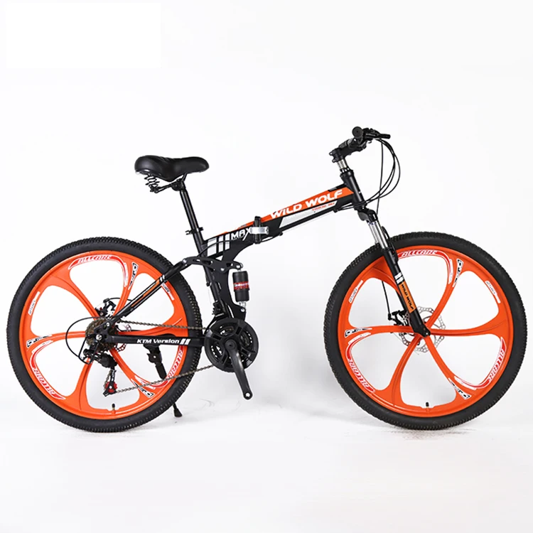 Custom men bicycle carbon steel frame double disc brake shock absorption 26 29 inch folding mountain bike mountainbike for sale