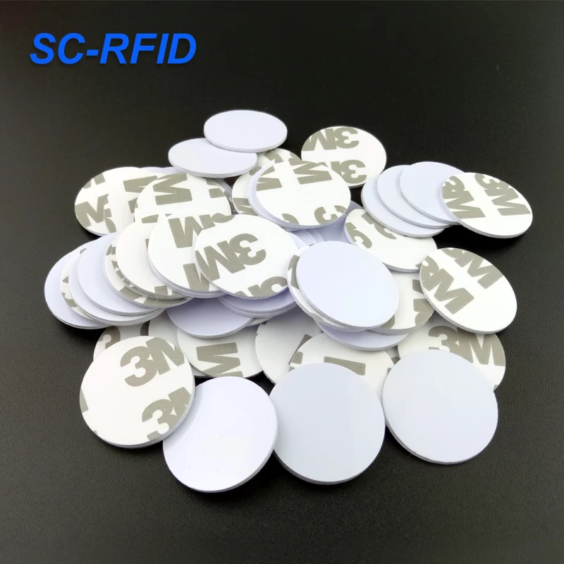 Factory Price White PVC RFID Coin Tags 13.56MHz Small Card 25mm Diameter Size Waterproof ISO 14443a access control