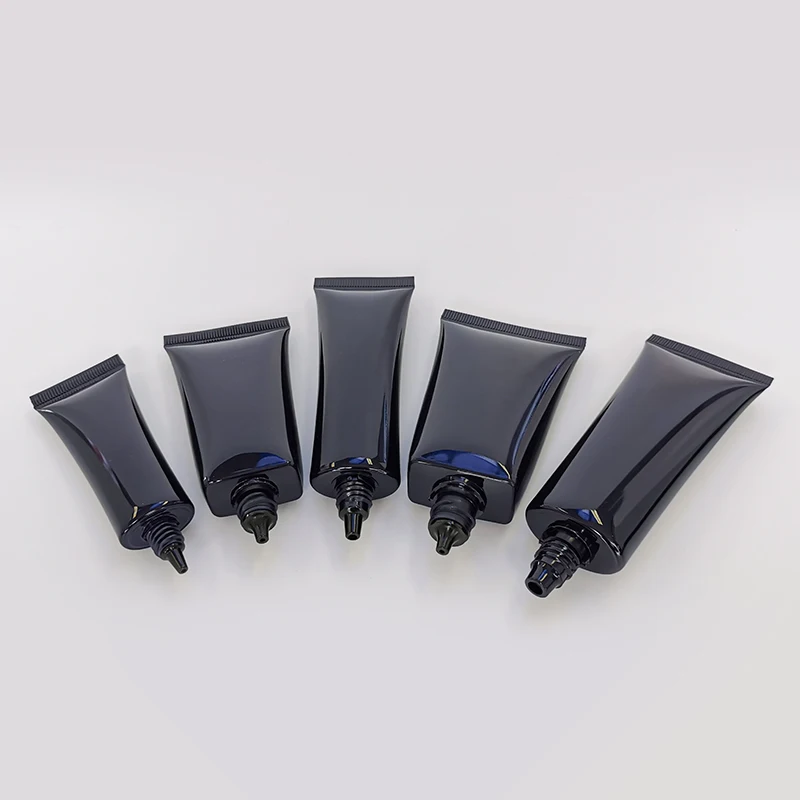 Competitive price round packaging cosmetic tube black plastic tubes withe lids