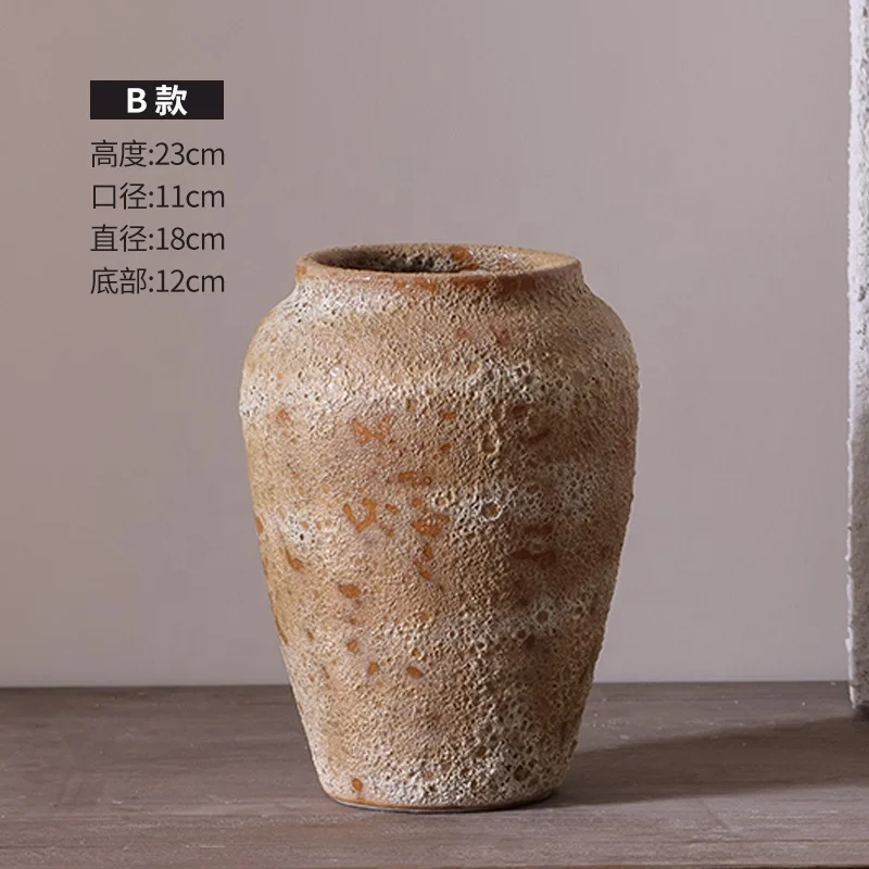 Home Decor Rustic Handmade Pottery Flower Pot Porcelain Ceramic Clay Vase