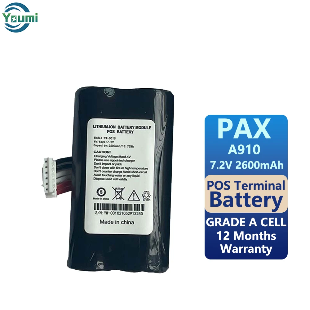 YW-003 A910 A930 Battery 7.2V 2600mAh Pos Terminal Battery For PAX