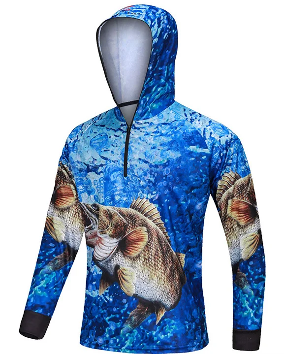 New Design high quality sublimation printing man long sleeve UV custom outdoors fishing clothes men fishing Shirts