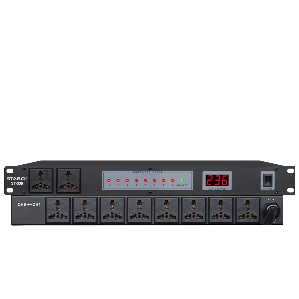 STABCL ST-338 power supply sequence controller 8 channel Sequencer Conditioner Pro Audio Power Supply Controller