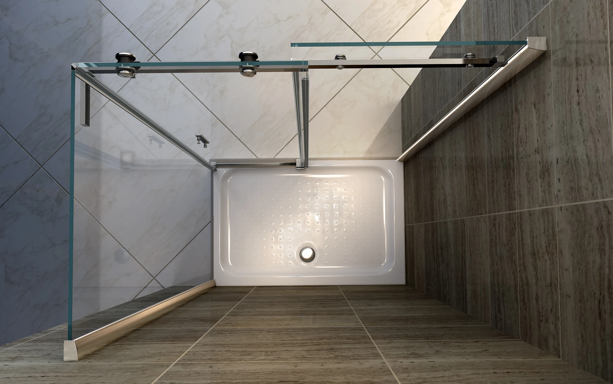 Luxury Stainless Steel Adjust Shower Enclosure Bathroom Frameless Sliding Tempered Glass Shower Door