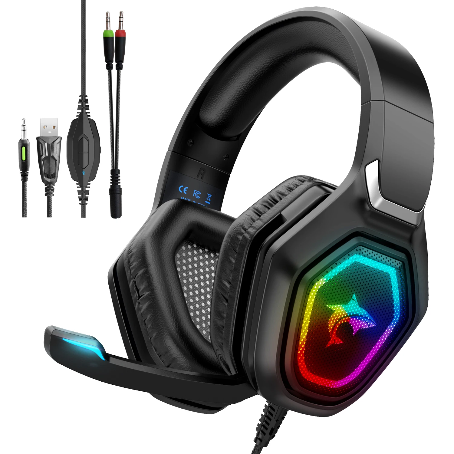 Game Accessories Wholesale Gaming Wired Headphone Headsets For PS PC Laptop Earphone Built-in Mic Surround Sound Headphones
