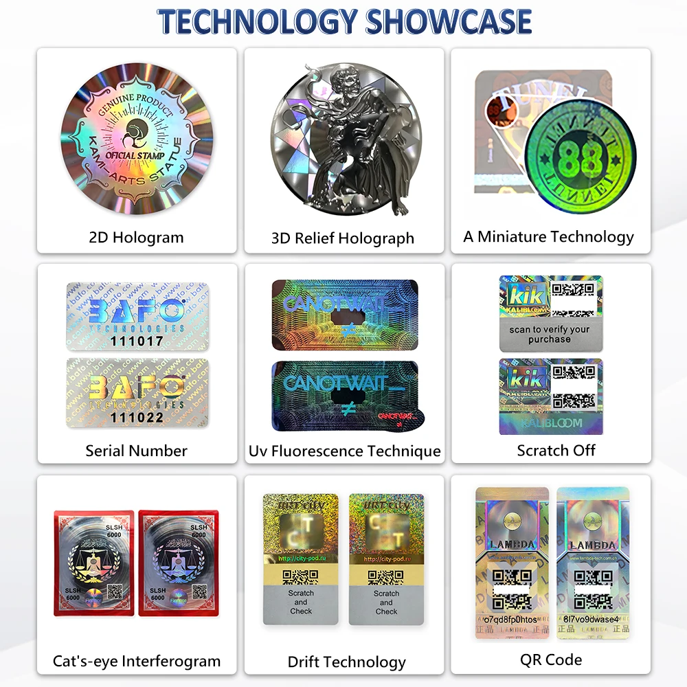 Original Security Tamper Proof Hologram Stickers With Serial Numbers And Qr Code Customized Void Evident Hologram Seal Labels