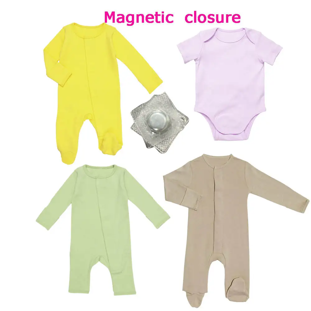 Wholesale Magnetic closure  baby onesie modal magnet short sleeve baby romper  infant toddler bamboo baby boy clothes magnetic