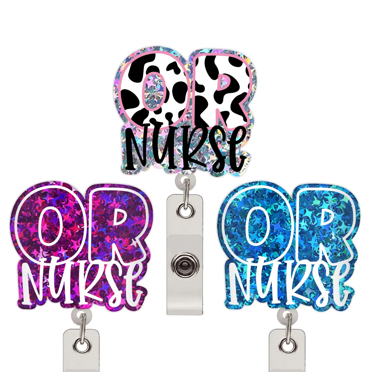 New RTS Bling OR Nurse badge reel Retractable Bling Teacher and professor CNA NP RN LPN Badge Reels